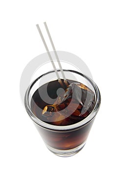 Black Russian cocktail on a white background