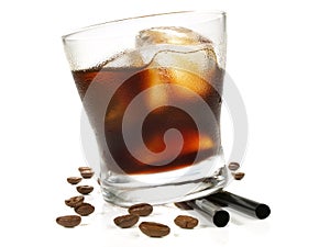 Black Russian Cocktail on white Background