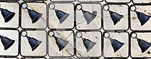 Black Rustic Bells. Iron Decorative Hanging Bells with tarnished brass finish