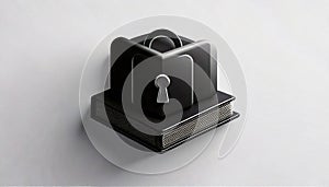 Black Safe Box with Keyhole on White Background