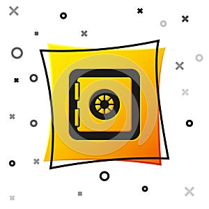 Black Safe icon isolated on white background. The door safe a bank vault with a combination lock. Reliable Data