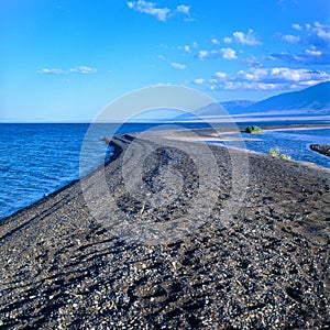 Black sand beach