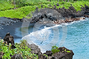 Black Sand Beach on Hana Road, Maui, Hawaii