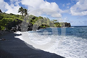 Black sand beach in Maui.