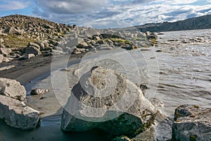 Black sand beach near Dettifoss Waterfall, North Iceland