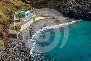 Black sand beach Prainha. Madeira island. photo