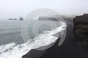 The black sand beach of Reynisfjara - Dyrholaey, Iceland