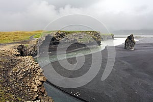 The black sand beach of Reynisfjara - Dyrholaey, Iceland photo