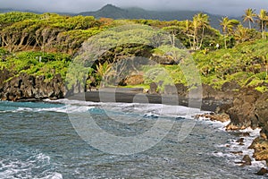 Black sand beach views in Waianapanapa State park