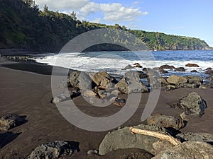Black sand beach in Vincendo, Saint Joseph, Reunion