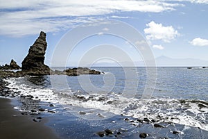 Black sand volcanic beach in the Canary Islands