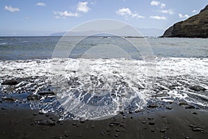 Black sand volcanic beach in La Gomera