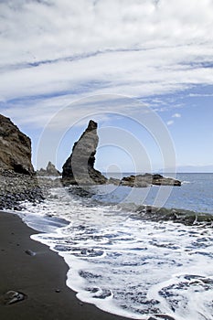 Black sand volcanic beach