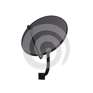 Black satellite dish antenna isolated on white background