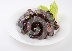 Black sauce pork malaysia food photo