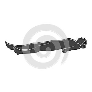 Black Savasana Corpse Yoga Pose Outline Icon