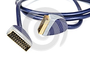 Black scart cable for television and satellite.