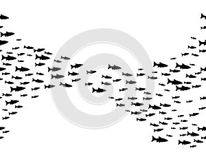 Black school of fish swimming vector illustration