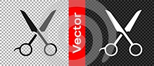 Black Scissors hairdresser icon isolated on transparent background. Hairdresser, fashion salon and barber sign