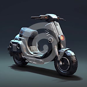black scooter with gunmetal silver accents