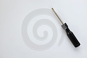 Black screwdriver isolate on a white background.Mechanic tools concept