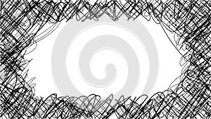 Black Scribbles on White Backdrop Animated Low Framerate Vignette