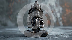 black sculpture of hindu saint in meditation pose