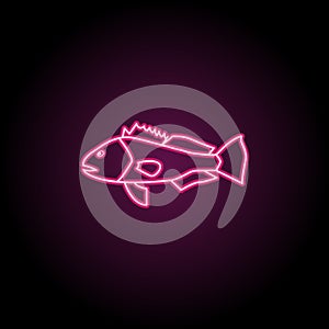 Black sea bass neon icon. Simple thin line, outline vector of fish icons for ui and ux, website or mobile application