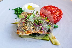 Black Sea Bass with Slow Roasted Tomato and Summer Beans