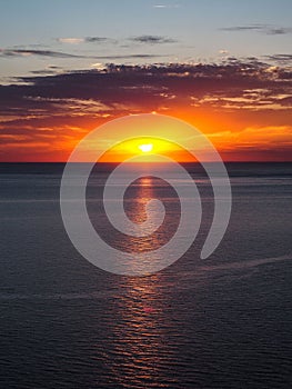 The black sea beach near the city of Anapa, Krasnodar region of Russia at sunset.