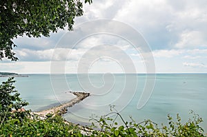 The Black Sea blue water view from hills of Balcik, Bulgaria, photo