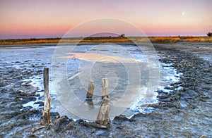 Black sea, Bulgaria, beautiful picture with salt-pan  near Pomorie town