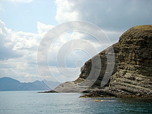 Black Sea coast in Crimea.Kara Dag Mountain