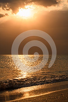 Black Sea coast during golden sunset.
