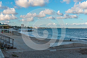 Black sea coast resort town of Feodosia in the evening