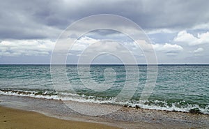 Black Sea coast, with waves and sandy beach