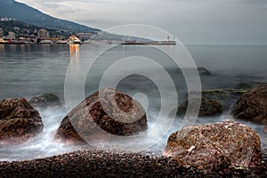 Black sea coastline before strom