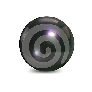 Black sea pearl on white background. Precious decoration. Vector.