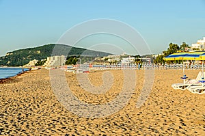 The Black Sea shore from Albena, Bulgaria with golden sands