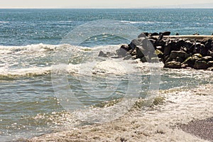 Black Sea surf in old Bulgarian Pomorie