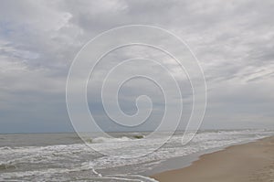 Black sea waves. Stormy day. Beach