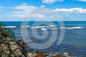 Black sea waves surf, Russia, beautiful nature landscape