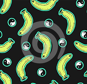 Black seamless banana pattern