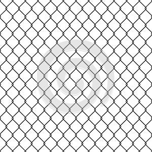 Black seamless chain link fence background.