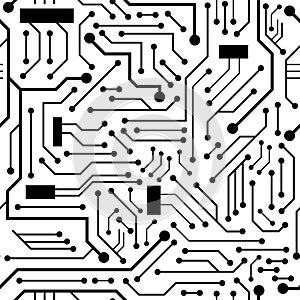 Black seamless circuit board pattern