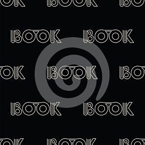 Black seamless pattern with symbol of the book