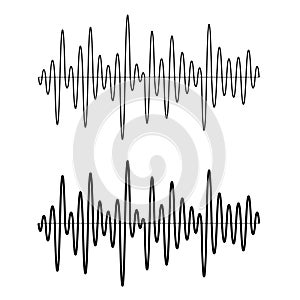 Black seamless sinusoidal sound wave lines