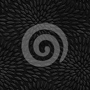 Black seamless texture with a relief pattern on background, grunge texture, 3d illustration