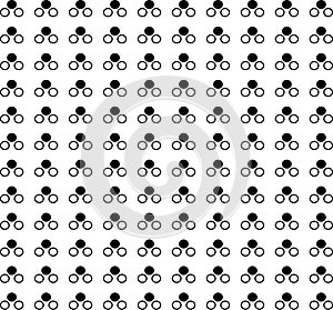 Black Seamless Three Circles Pattern Repeated Design On White Background