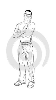 Black security body guard line art